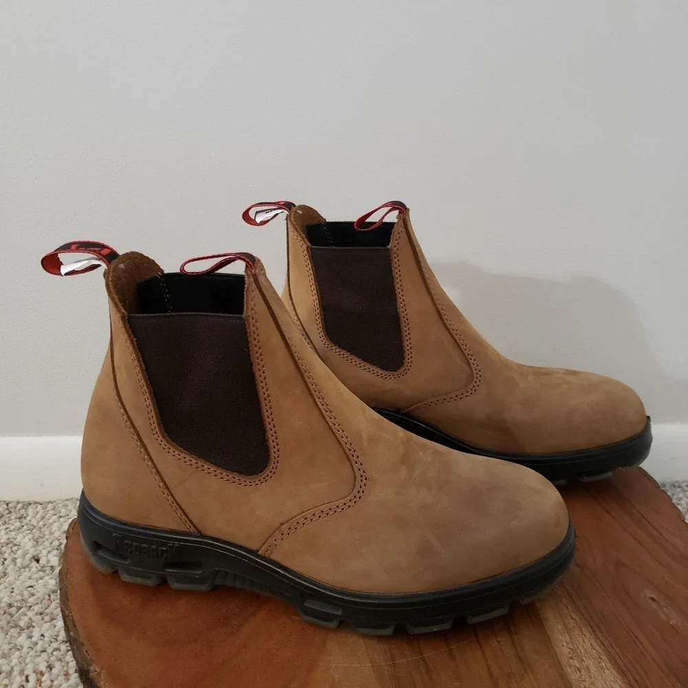 Redbacks Mesa Chelsea Work Boots US Men 9.5 Women 11 Oil Resistant Tan Pristine